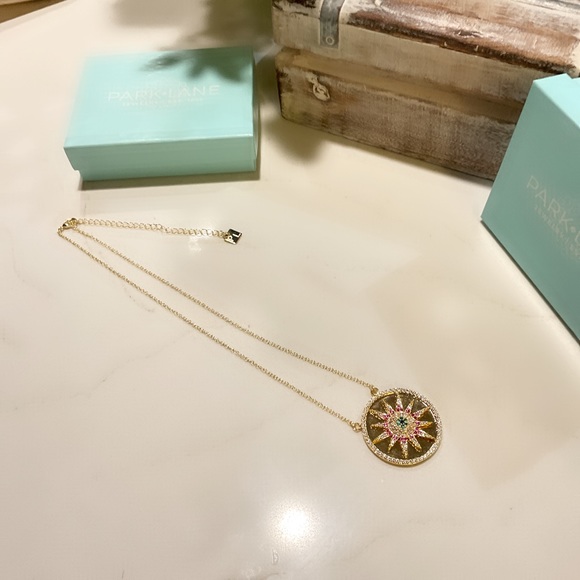 Park Lane Sonny Necklace Gold Tone Sun Round Circle Multicolored CZs NWT - Picture 8 of 13
